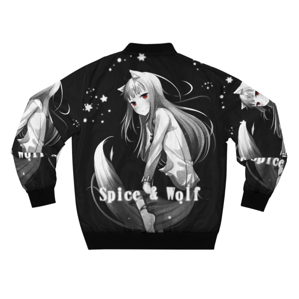 Stylish "Spice and Wolf" themed anime bomber jacket in monochrome nuar night color - Back