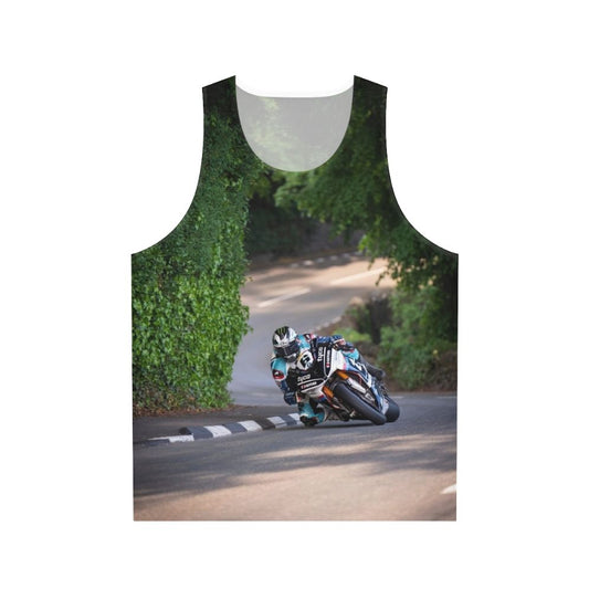 Unisex motorcycle racing tank top with Michael Dunlop design