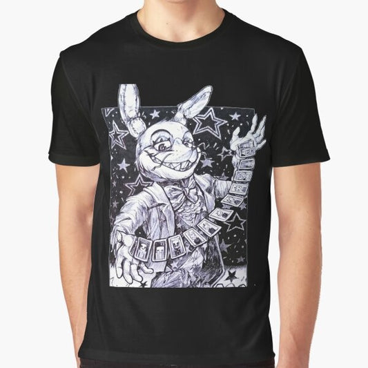 FNAF Security Breach Vanny Joker Black and White Graphic T-Shirt