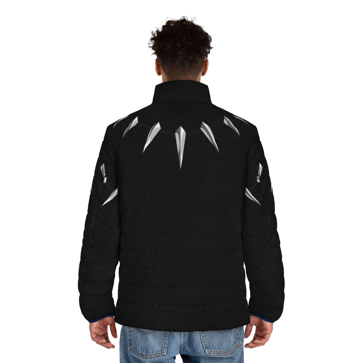 Marvel Panther Necklace Puffer Jacket featuring a superhero black panther design - men back