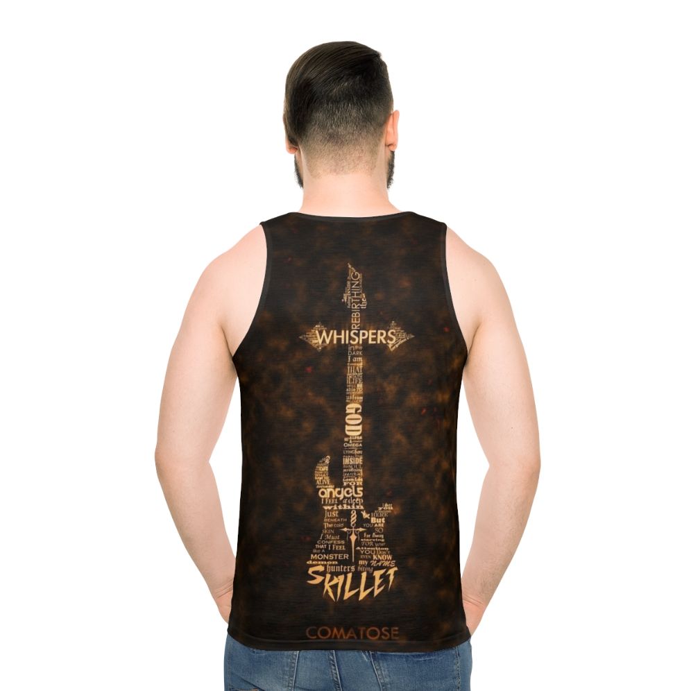 Skillet band unisex Christian rock music typography tank top - men back