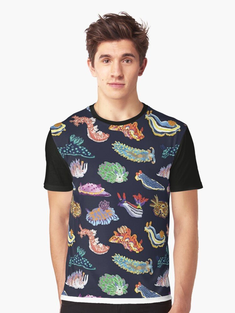 Vibrant Nudibranch (Sea Slug) Illustration T-Shirt for Marine Biology Enthusiasts - Men