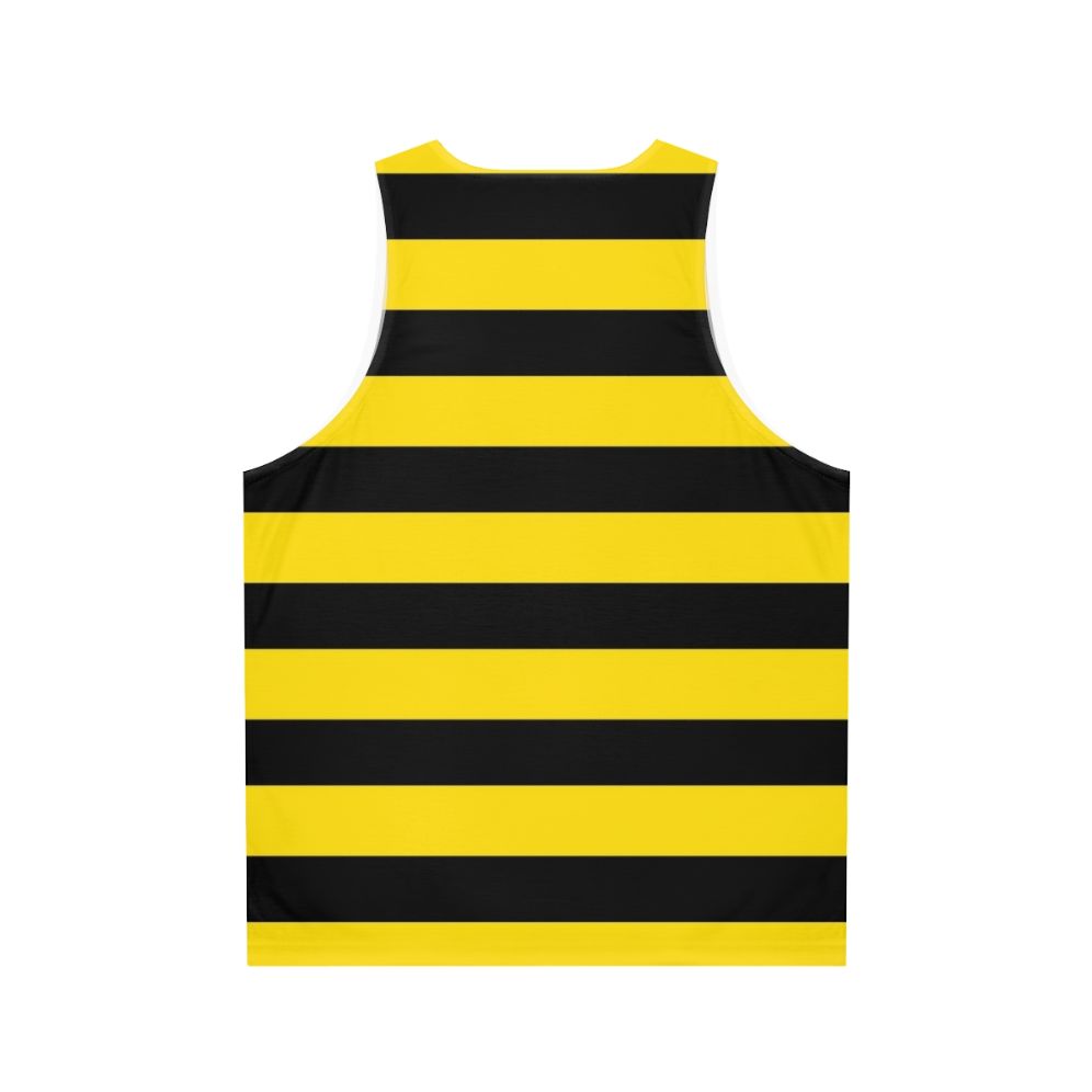 Wide horizontal yellow and black striped unisex tank top - Back