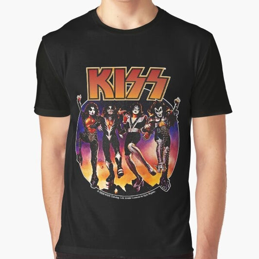 Vintage KISS band graphic t-shirt with lightning and thunder design