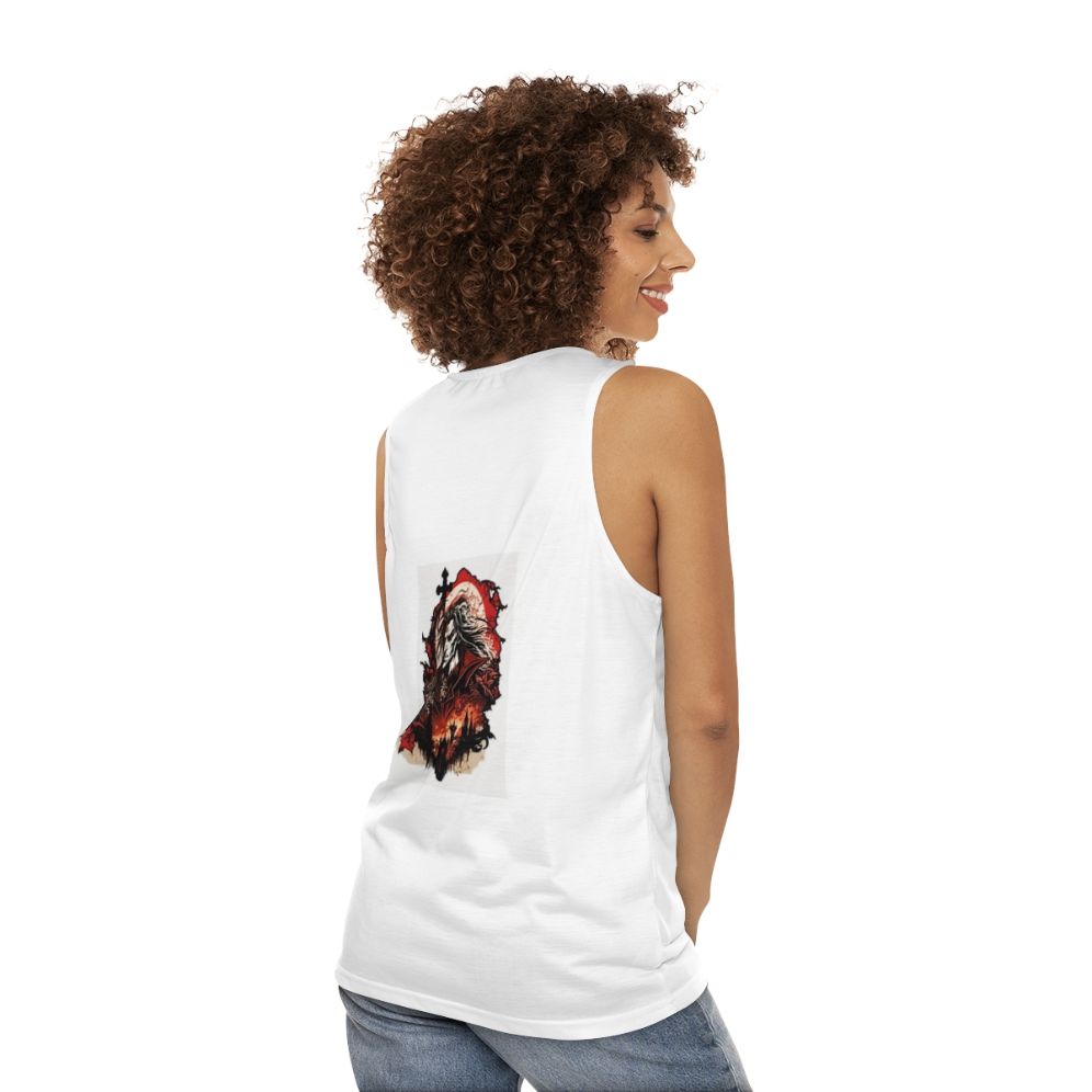 Dracula Castlevania horror gamer unisex tank top - women back