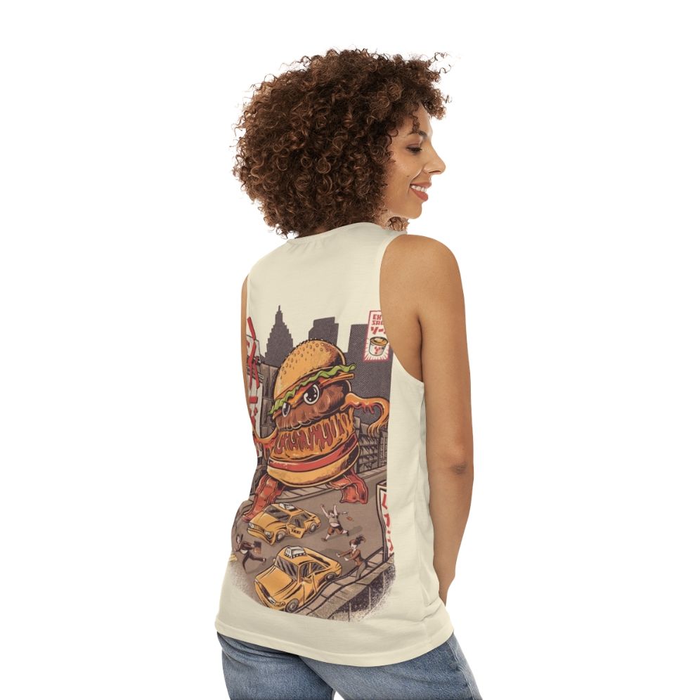 Burgerzilla anime-inspired unisex tank top - women back