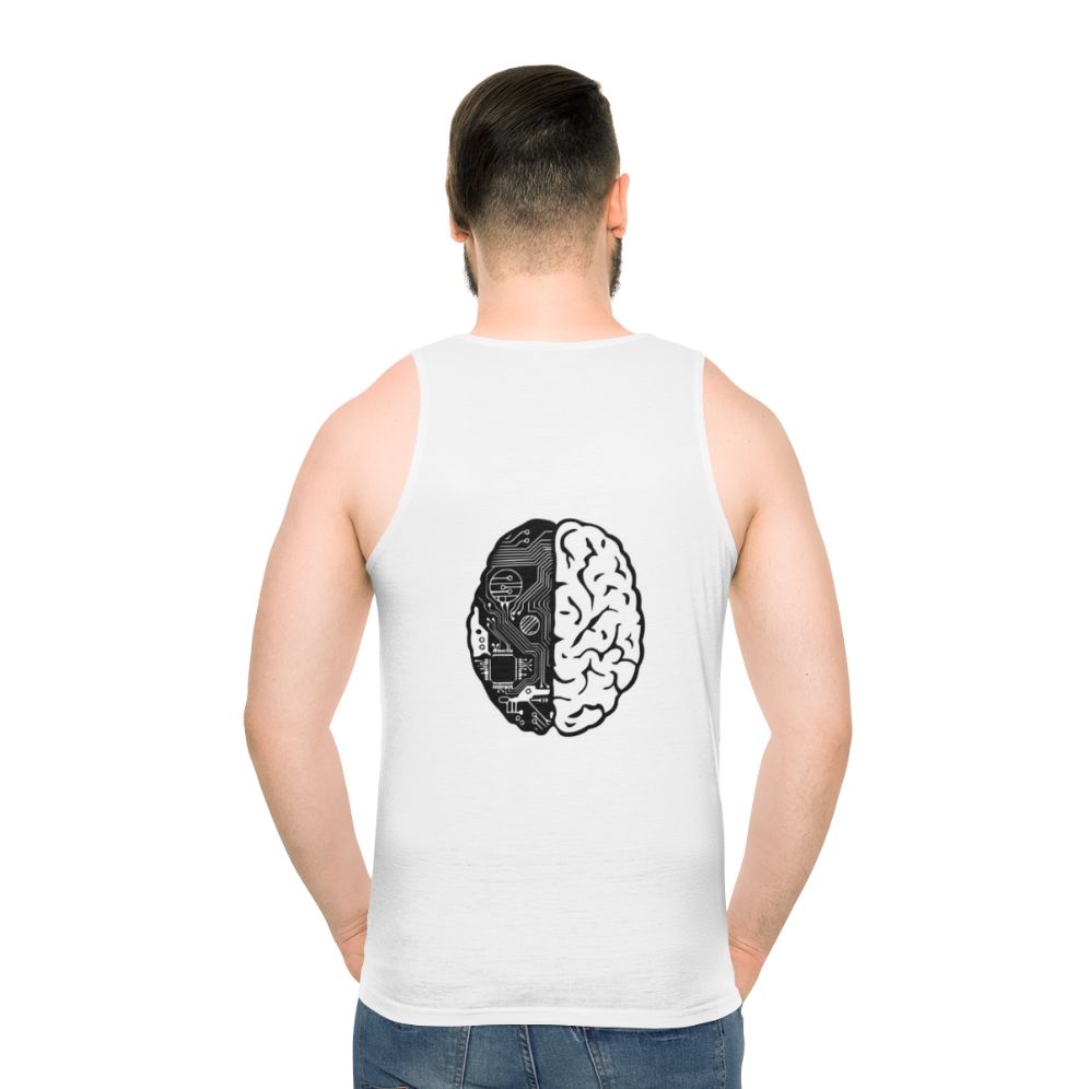 Unisex "Coding Brain" Binary Code Tank Top - men back