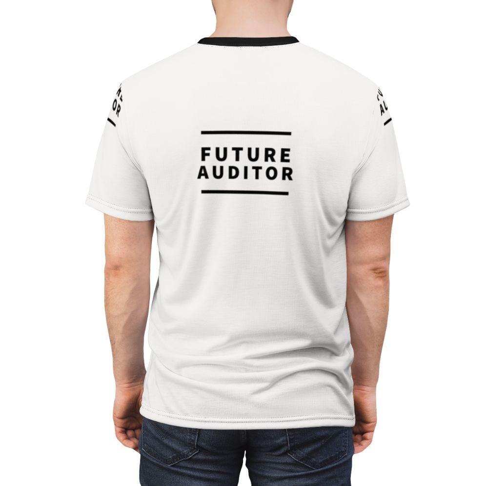 Stylish future auditor text design t-shirt for accounting, bookkeeping, and feminist professionals - men back