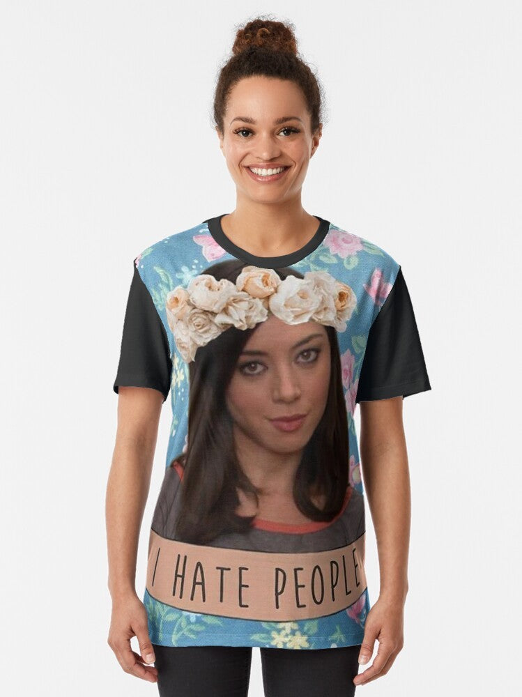 "I Hate People" graphic t-shirt featuring the character April Ludgate from the TV show Parks and Recreation - Women