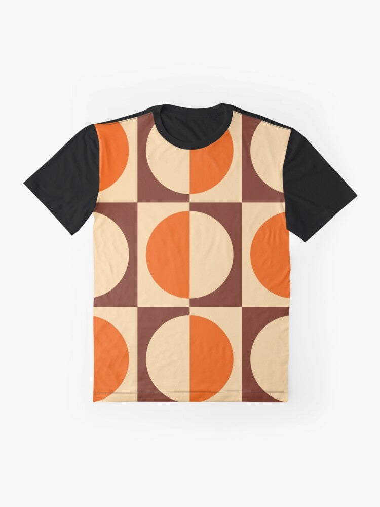 Retro geometric half square and circle pattern t-shirt - Flat lay