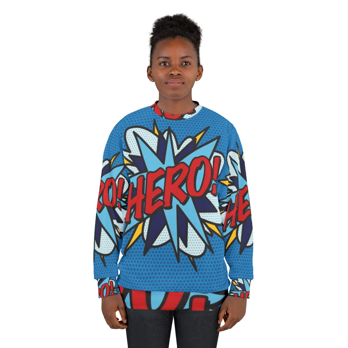 Retro hero comic book pop art sweatshirt - women