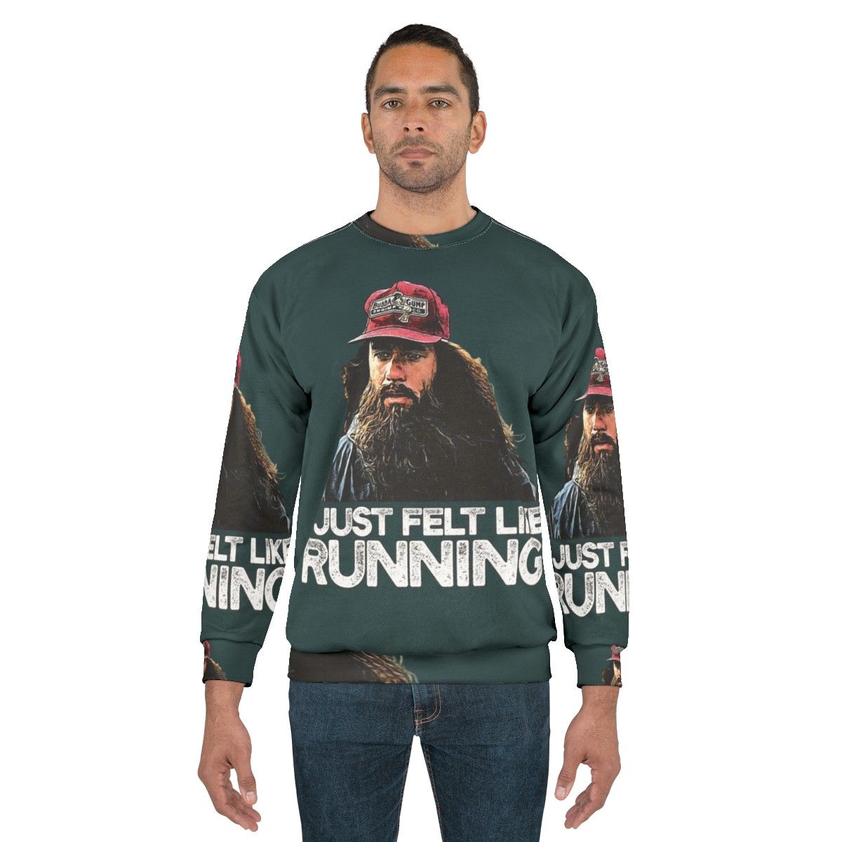 "I Just Felt Like Running" Forrest Gump inspired graphic on a cozy sweatshirt - men