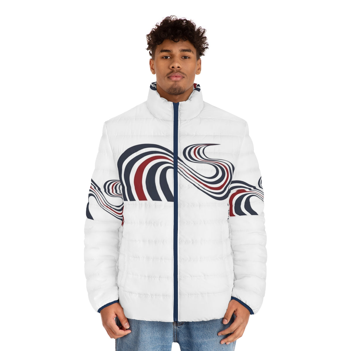 Elliott Smith Figure 8 Puffer Jacket featuring the album cover art - men front