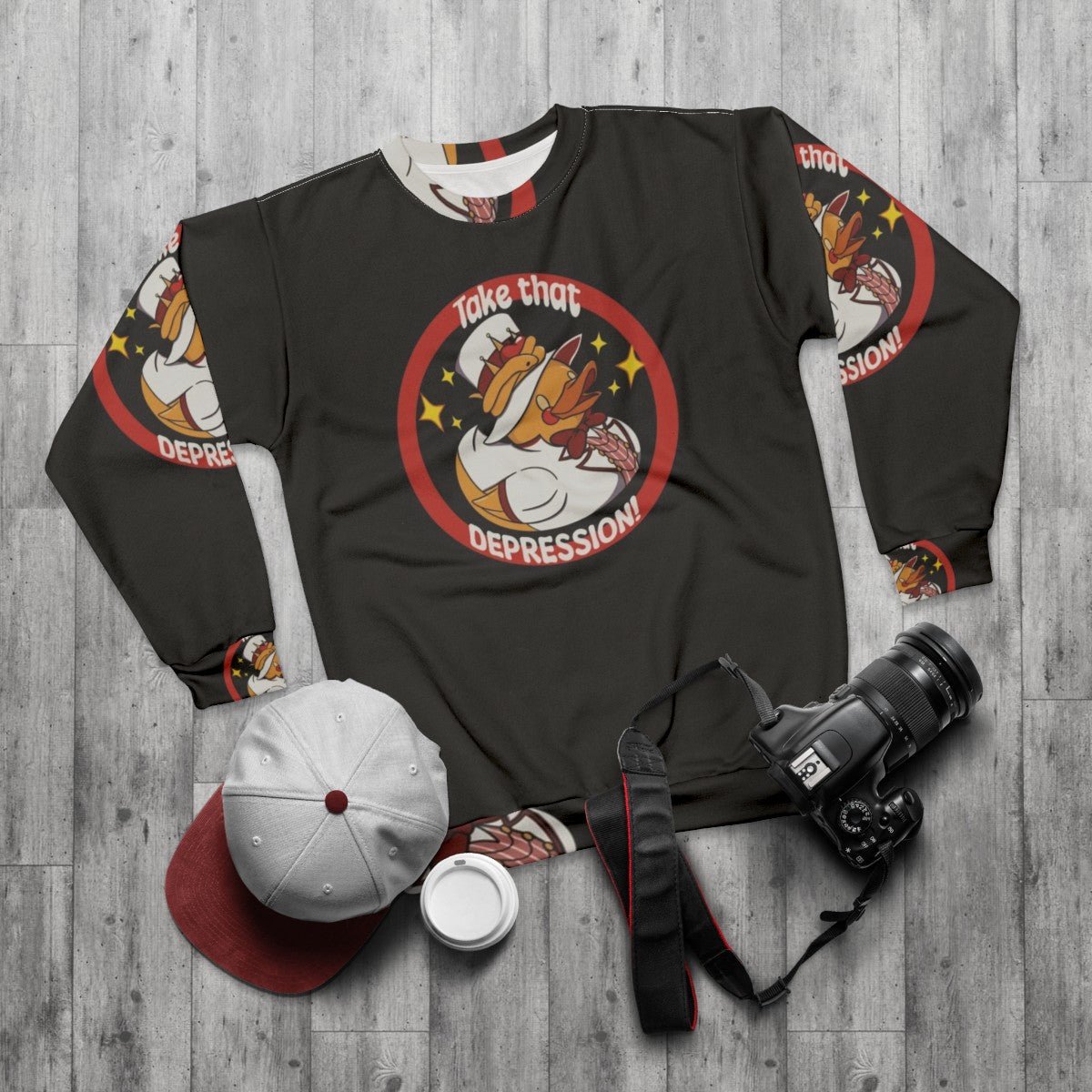 Hazbin Hotel Sweatshirt featuring Alastor, Angel Dust, and other characters - flat lay