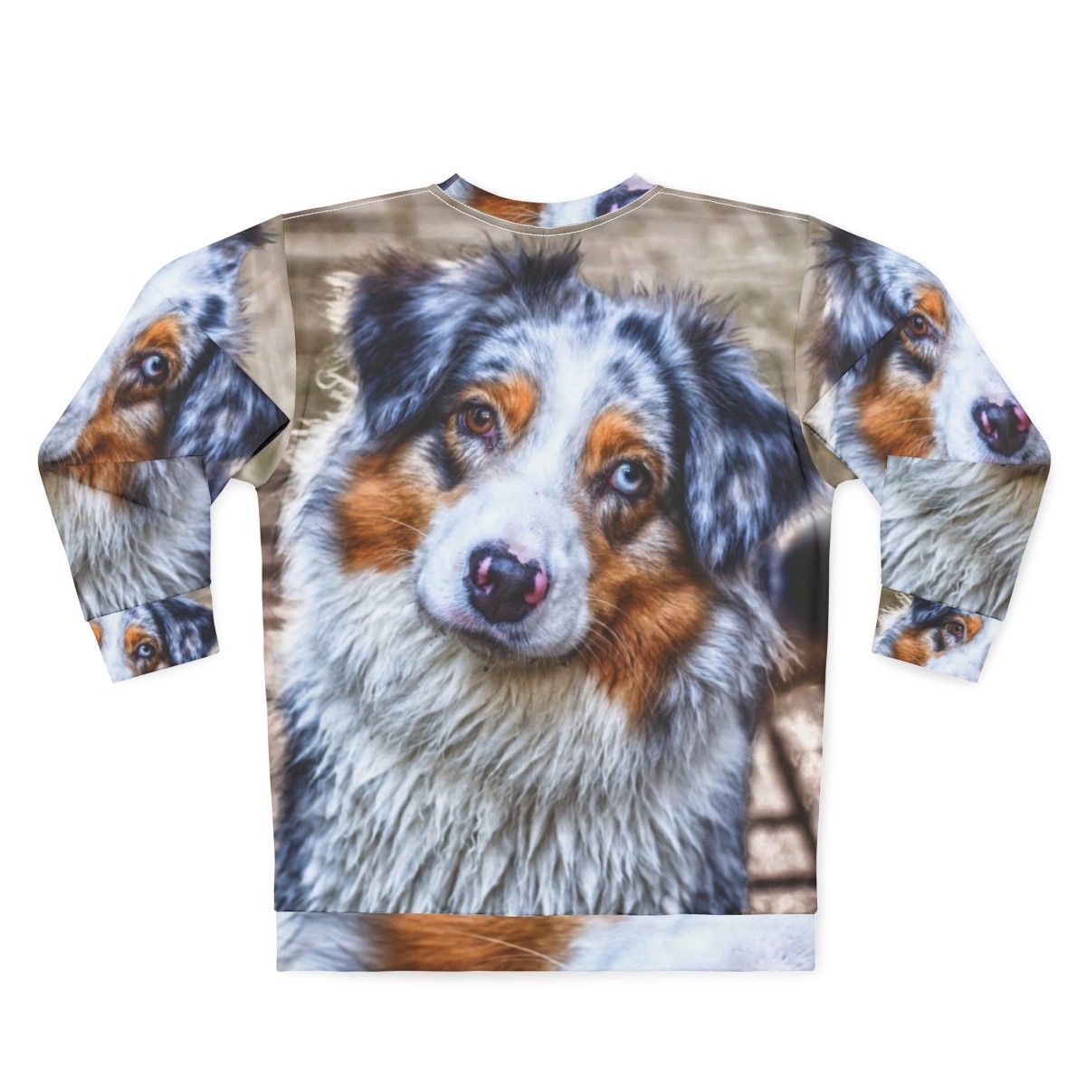 Australian Shepherd breed sweatshirt with blue merle and brown eye design - Back