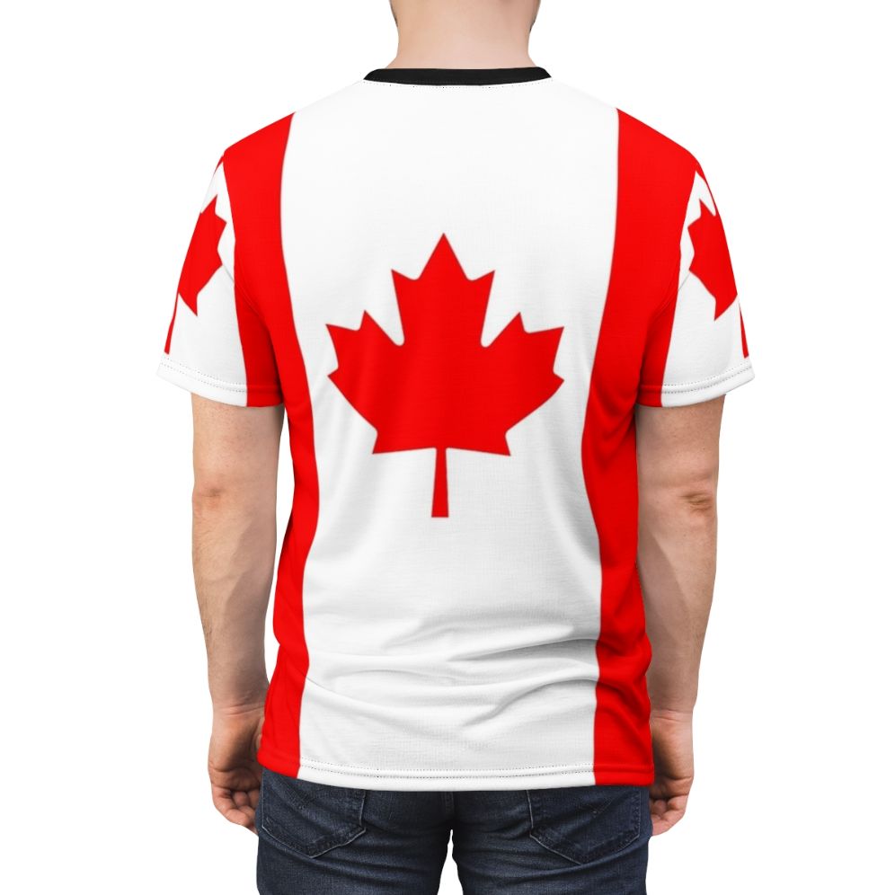 Stylish t-shirt featuring the Canadian flag graphic design - men back