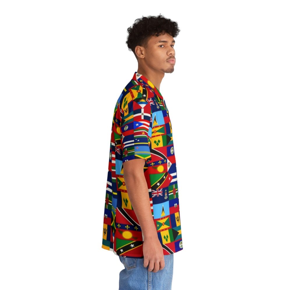 Caribbean flags printed on a tropical Hawaiian shirt - People Pight