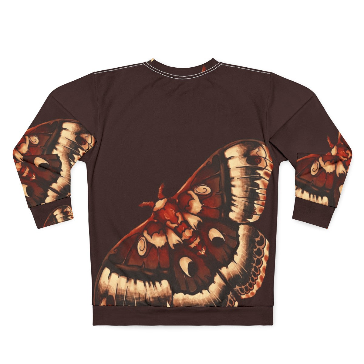 Cecropia moth graphic on a cozy sweatshirt - Back