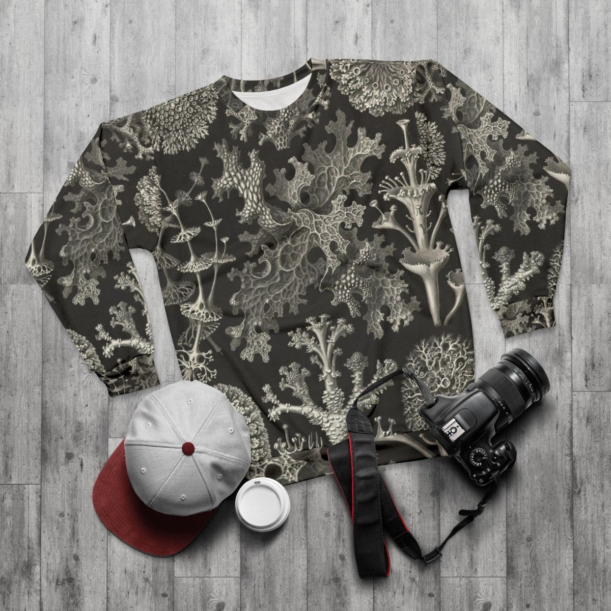 Lichenes Ernst Haeckel Inspired Sweatshirt - flat lay