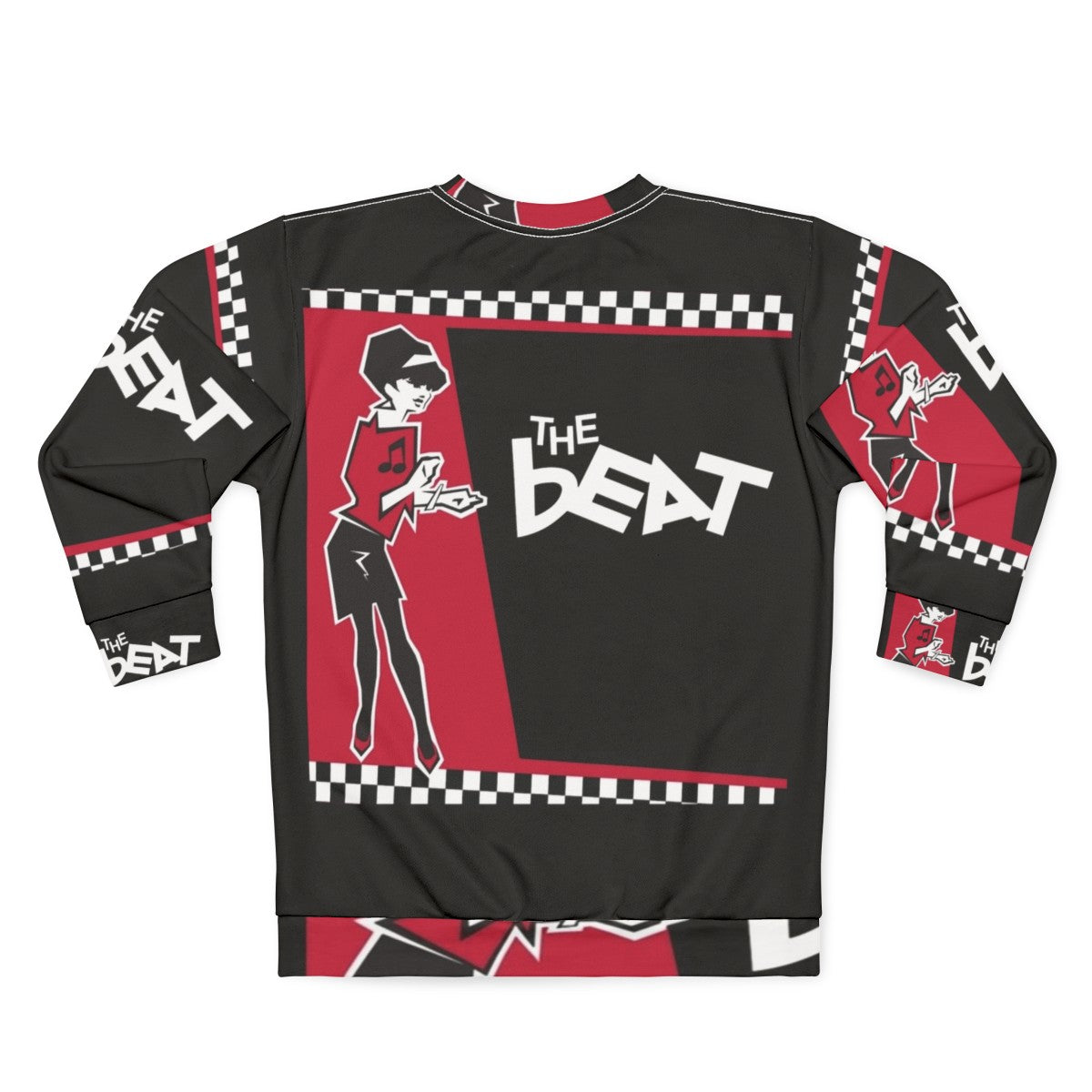 Beat Sweatshirt featuring musical elements and English vinyl records design - Back