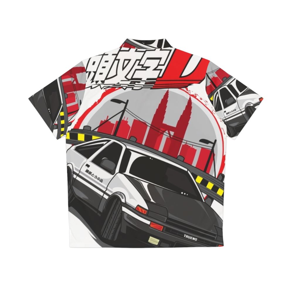 Initial D Themed Hawaiian Shirt with Vintage Automotive Graphics - Back