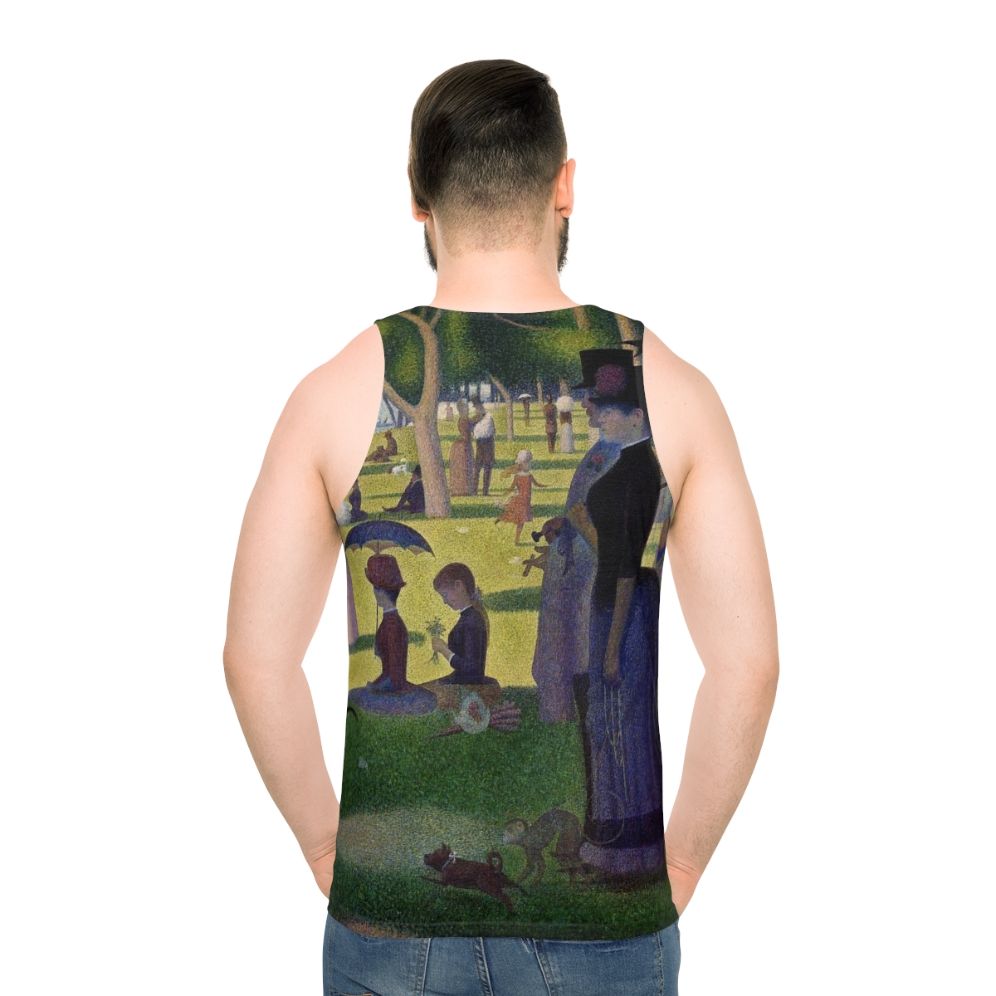 Pointillist Sunday Afternoon Unisex Tank Top - men back