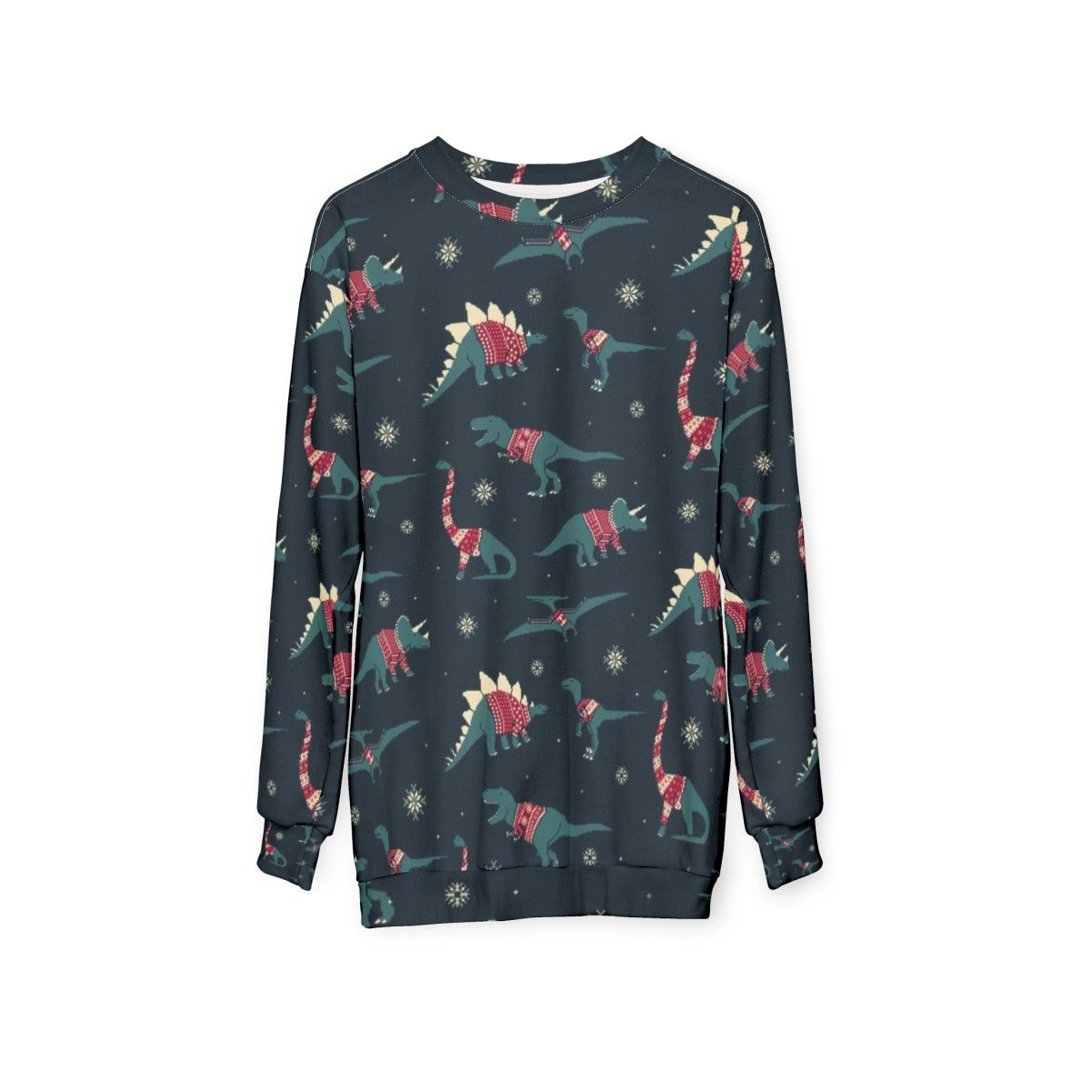 Dinos in Sweaters Festive Dinosaur Sweatshirt - hanging