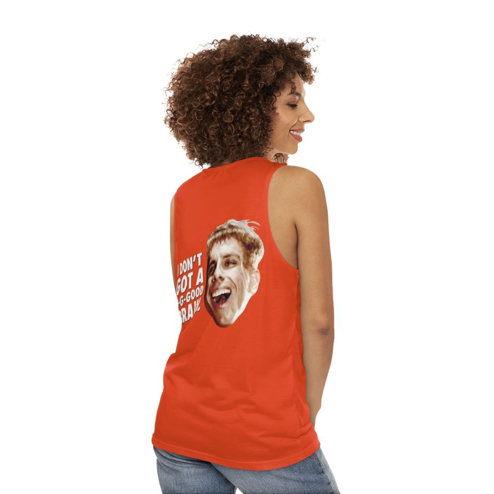 "I Don't Got a Good Brain" Unisex Tank Top featuring a funny pop culture meme - women back