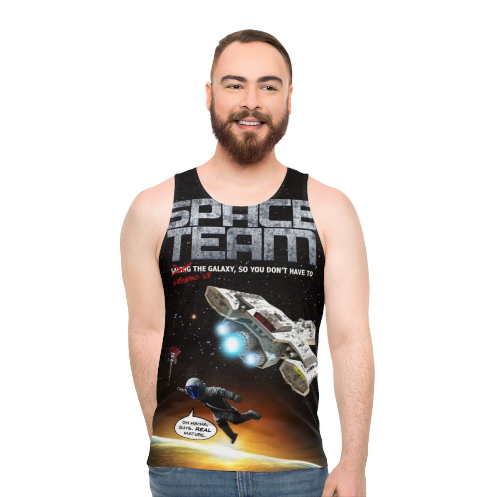 Space Team Unisex Tank Top with Galaxy Design - men