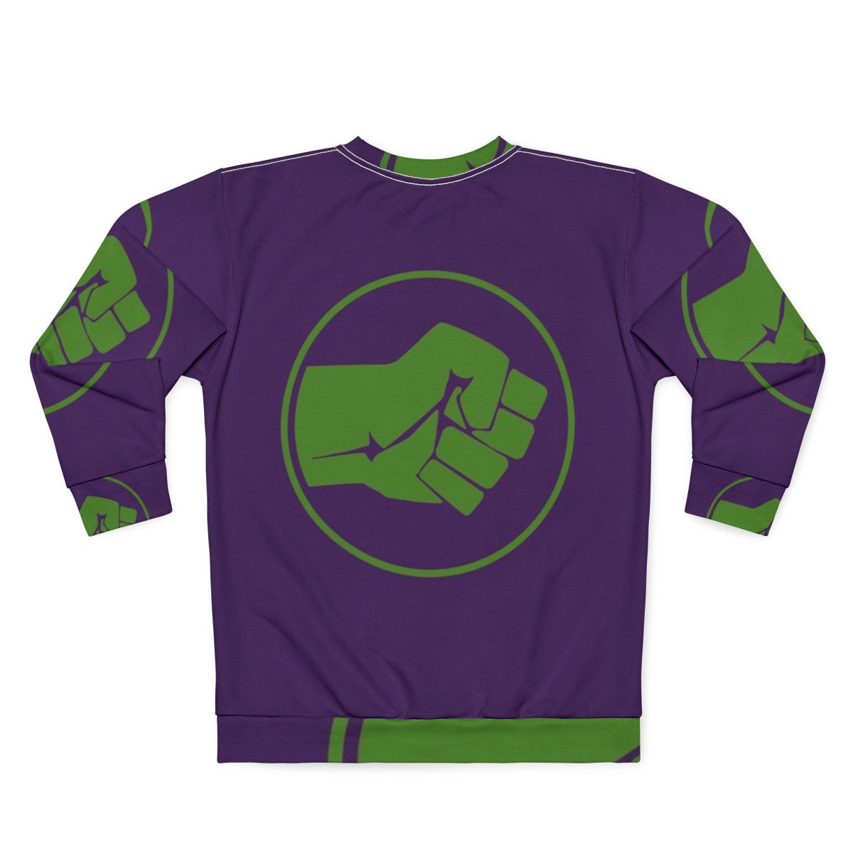 Green Sweatshirt with Smash Fist Hulk Logo - Back