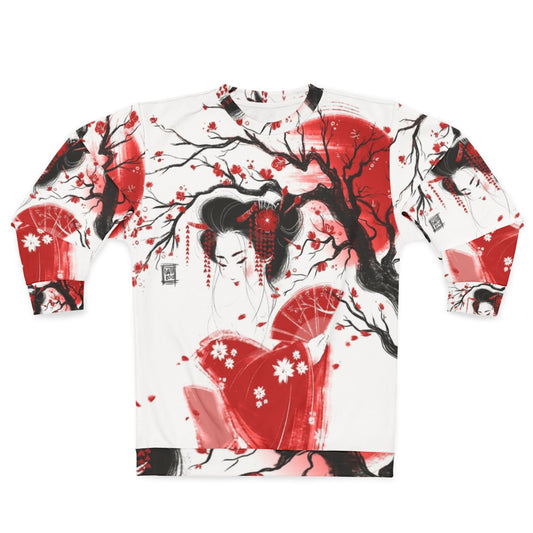 Red Geisha Inspired Graphic Sweatshirt