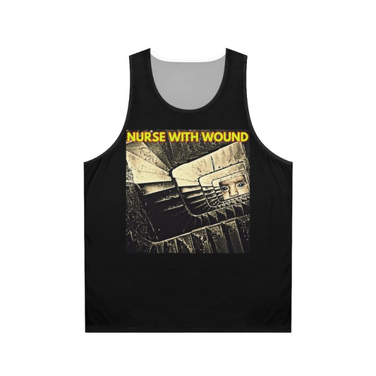 Unisex tank top featuring industrial and experimental music artwork