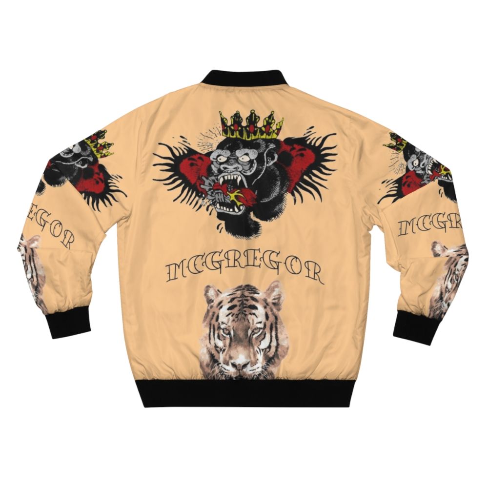 Conor McGregor Tattoos Bomber Jacket with Gorilla and Tiger Designs - Back