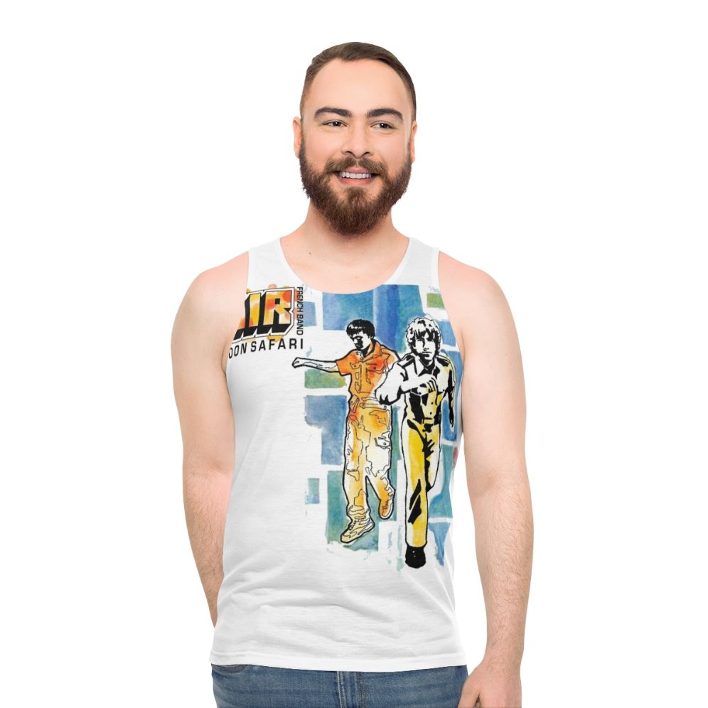 Moon Safari Unisex Tank Top with Music Album and Vinyl Record Graphic - men