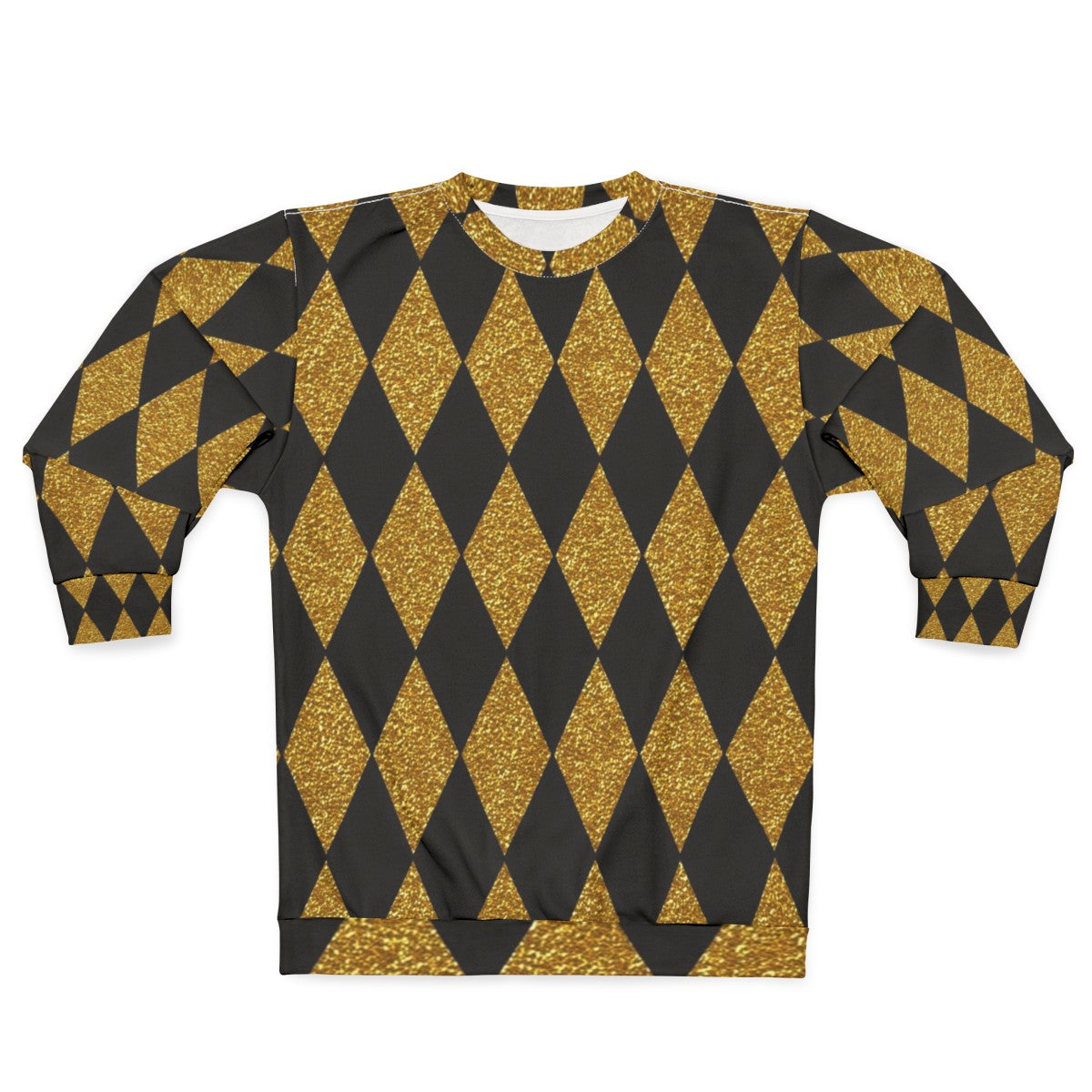 Black and gold harlequin pattern sweatshirt