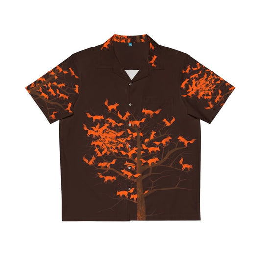 Blazing Fox Tree Hawaiian Shirt - Nature and Wildlife Inspired Autumn Apparel