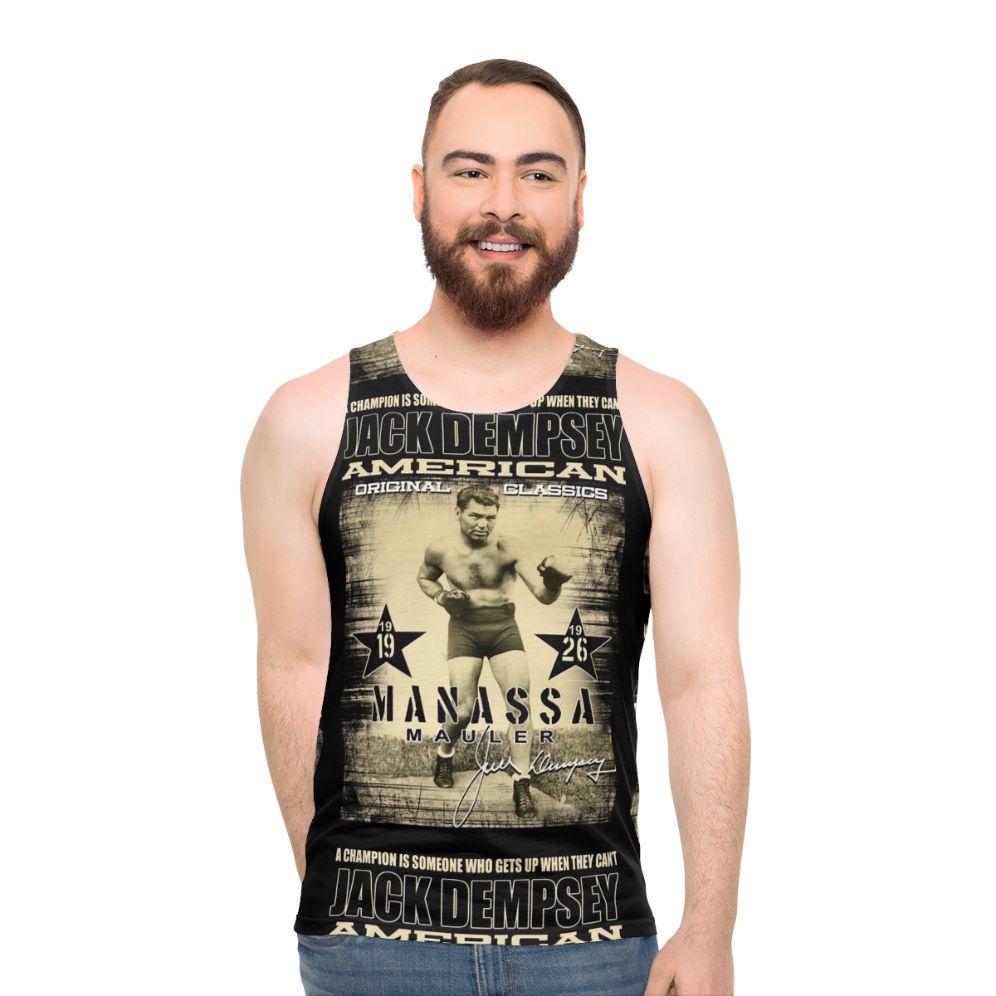 Unisex boxing tank top with vintage heavyweight fighter design - men