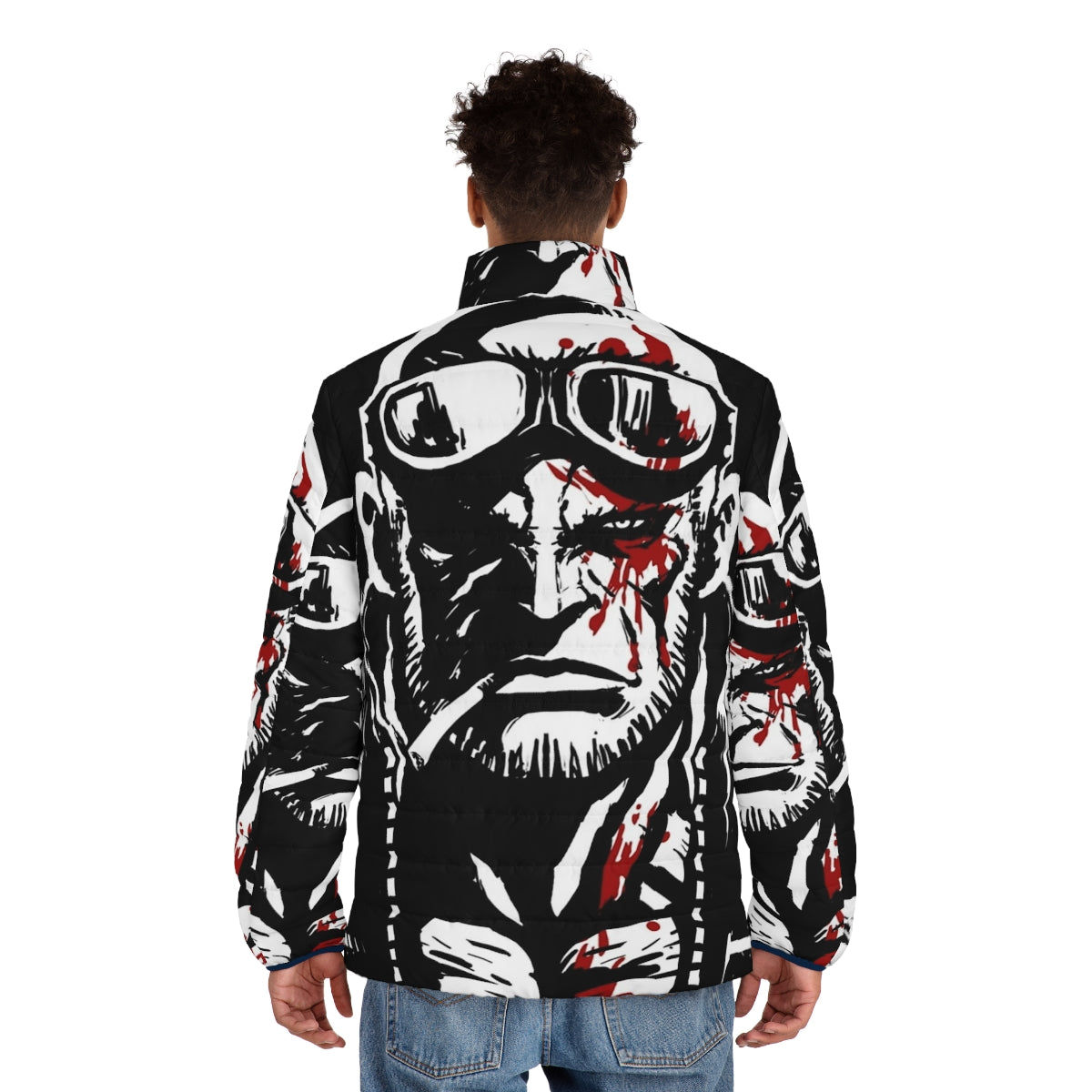 Madworld Jack Puffer Jacket featuring a striking Sin City-inspired graphic design - men back