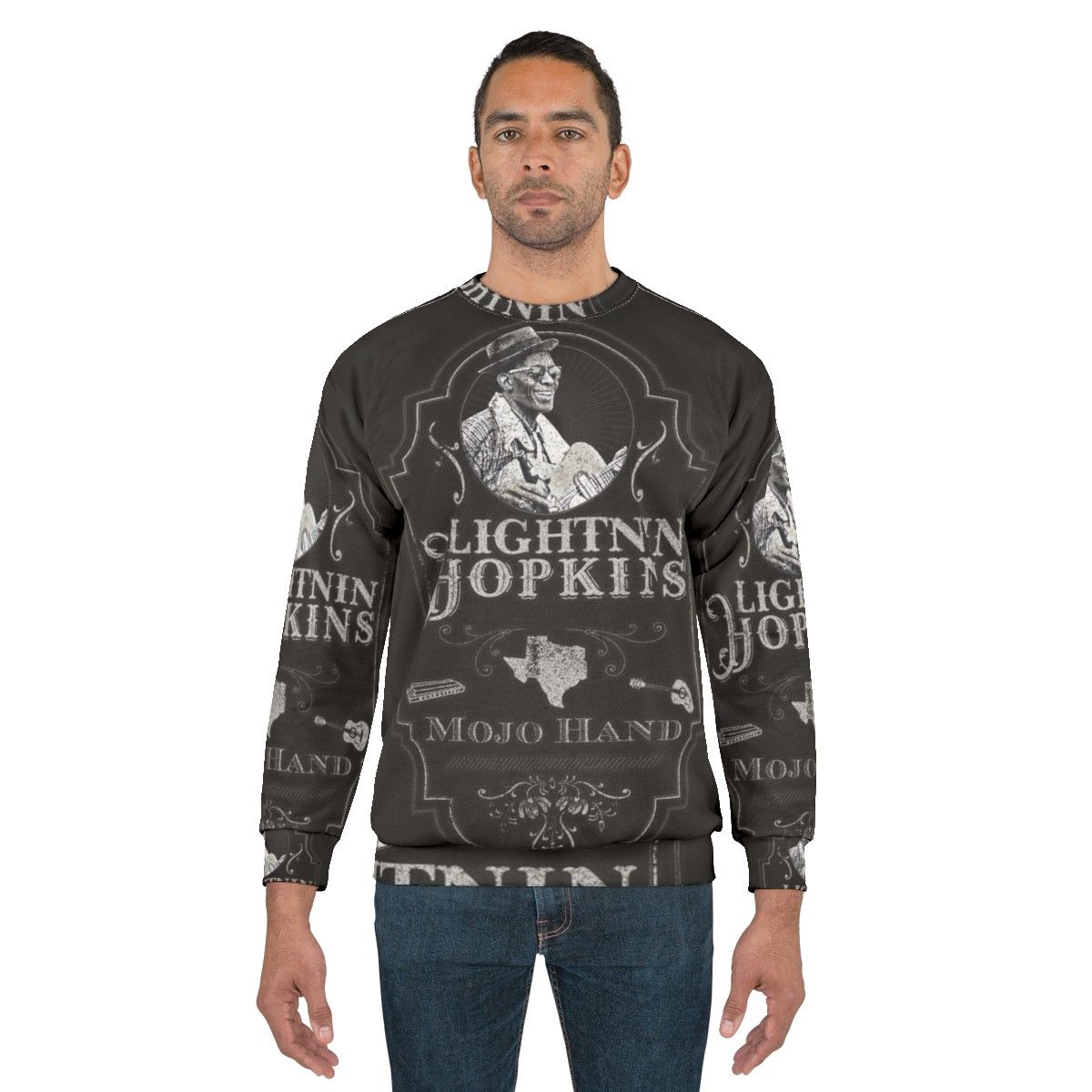 Lightnin Hopkins Tribute Blues Guitar Sweatshirt - men