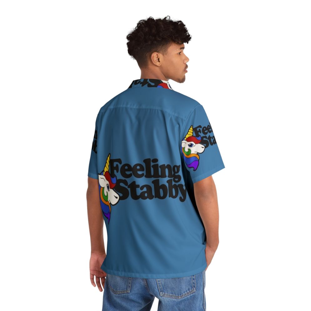 Feeling Stabby Sassy Hawaiian Shirt with Cute Stabby Unicorns - People Back