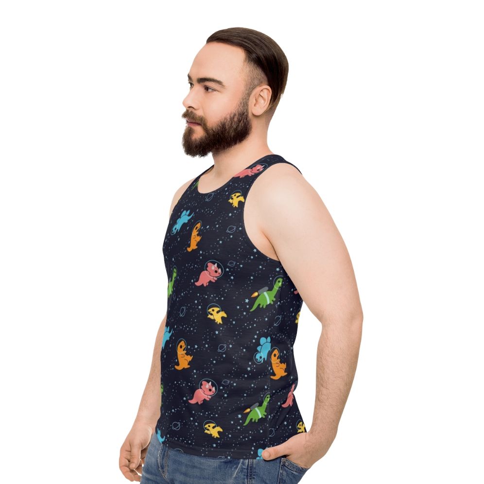 Dinosaurs in space graphic unisex tank top - men side