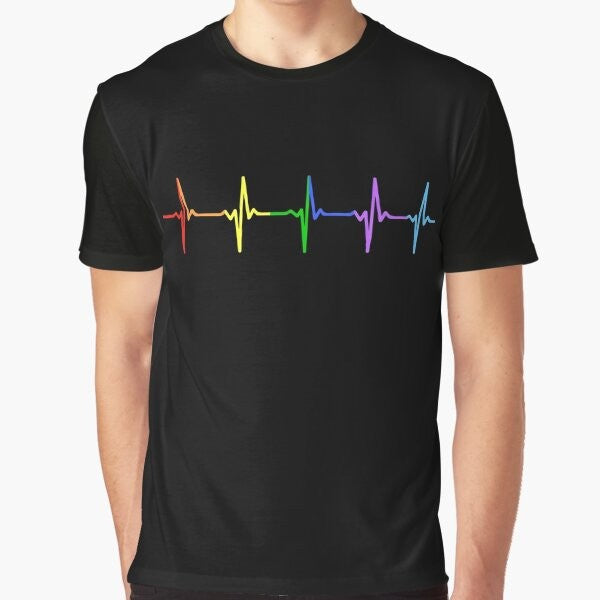 Rainbow LGBTQ Pride Pulse Graphic T-Shirt