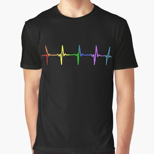 Rainbow LGBTQ Pride Pulse Graphic T-Shirt