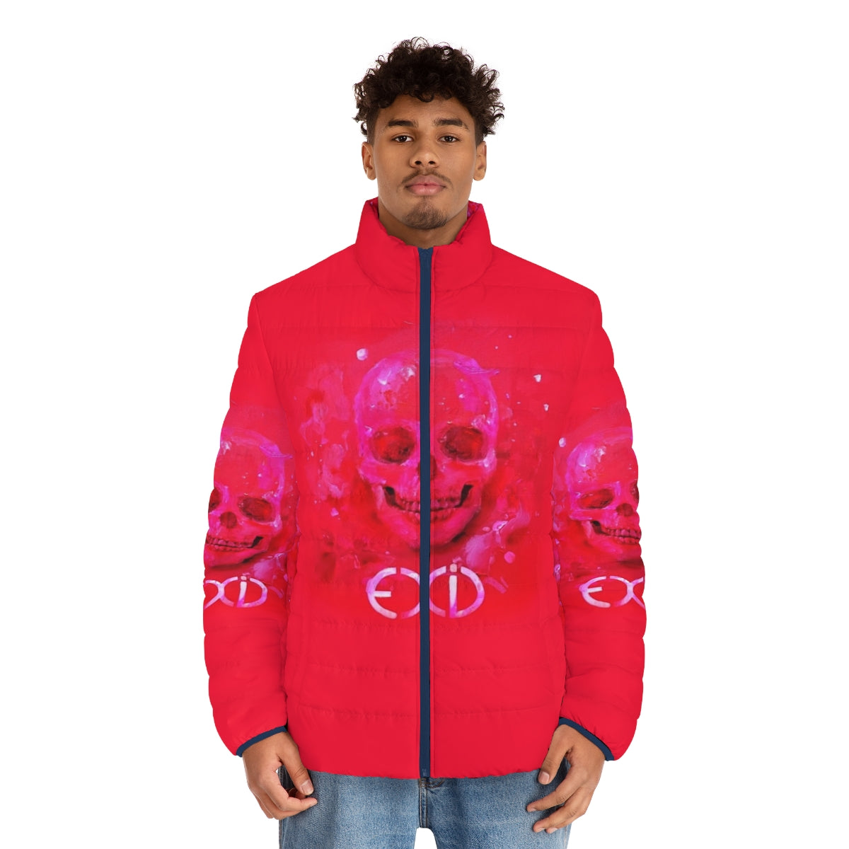 EXID Hot Pink Puffer Jacket with Kpop Girl Group Members - men front