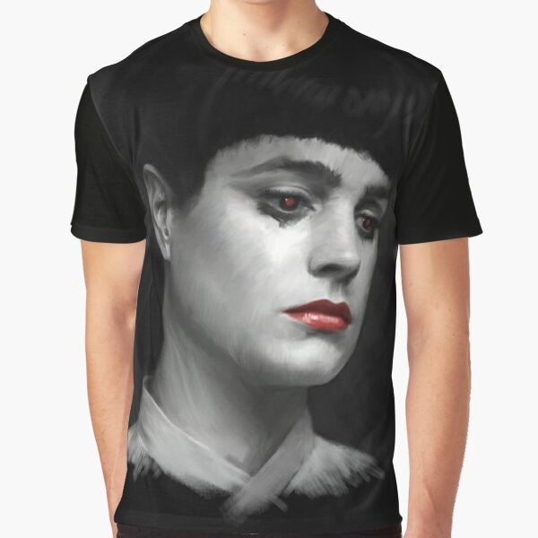 Rachel Blade Runner Business Graphic T-Shirt featuring a cyberpunk design with a replicant android theme.