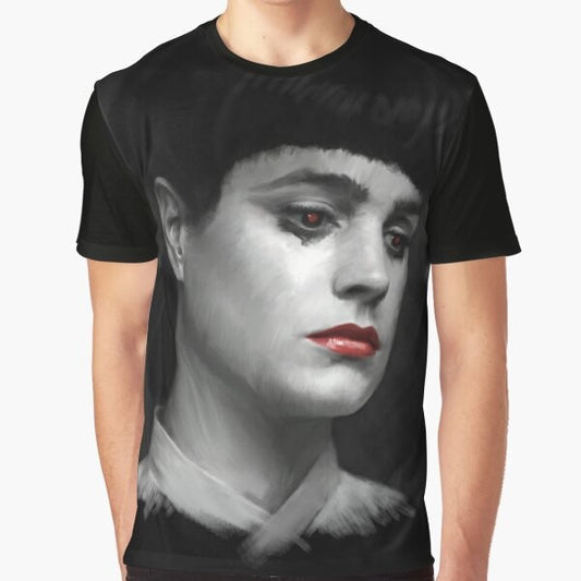 Rachel Blade Runner Business Graphic T-Shirt featuring a cyberpunk design with a replicant android theme.