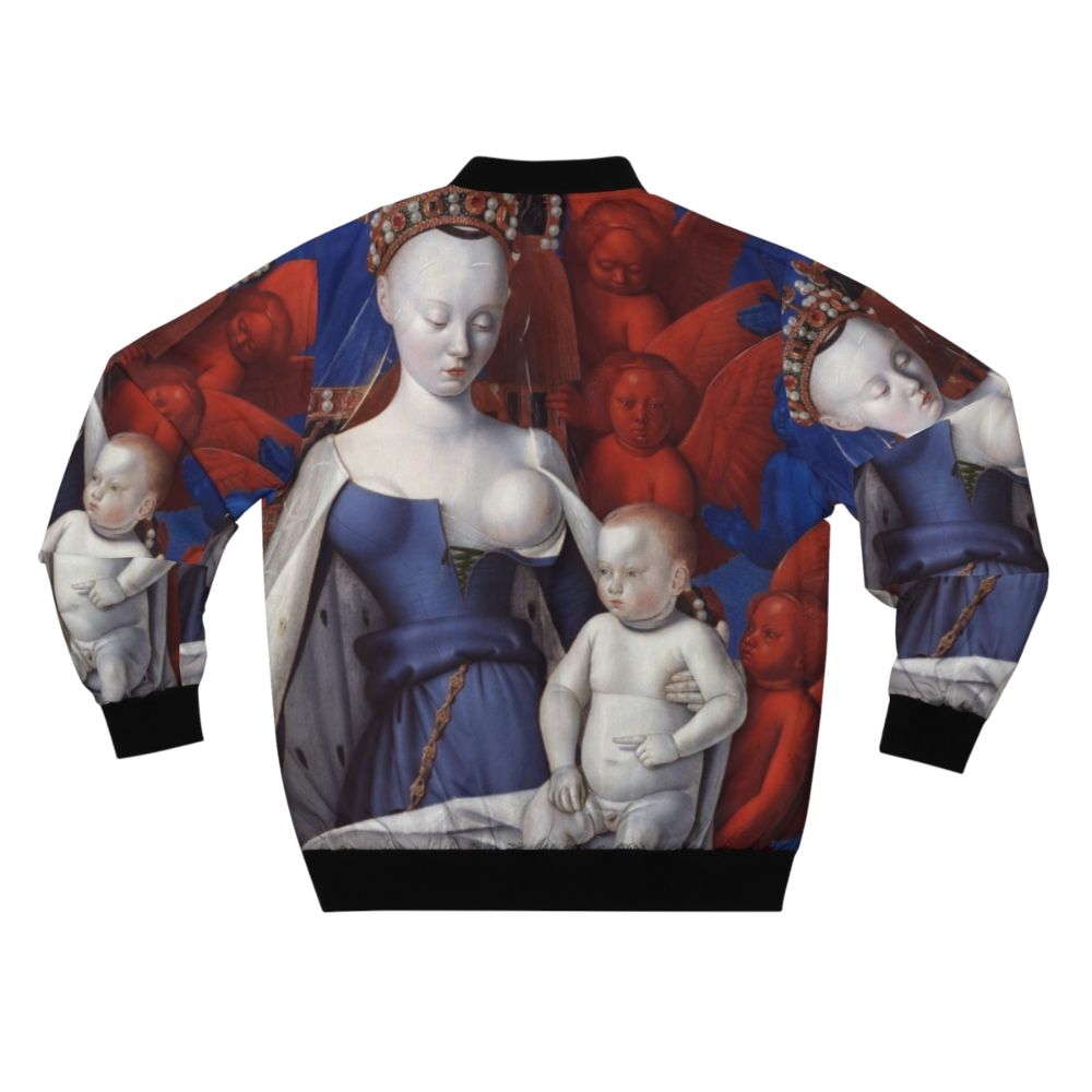 Bomber jacket featuring the classic French artwork "The Virgin and Child with Angels" by Jean Fouquet - Back