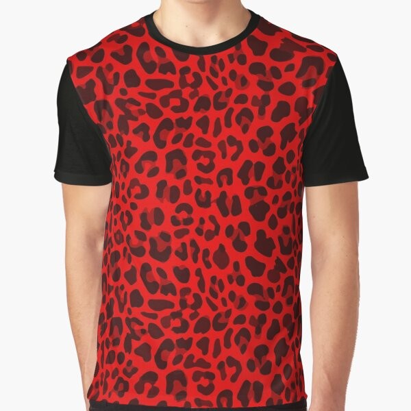 Vibrant red leopard print graphic t-shirt