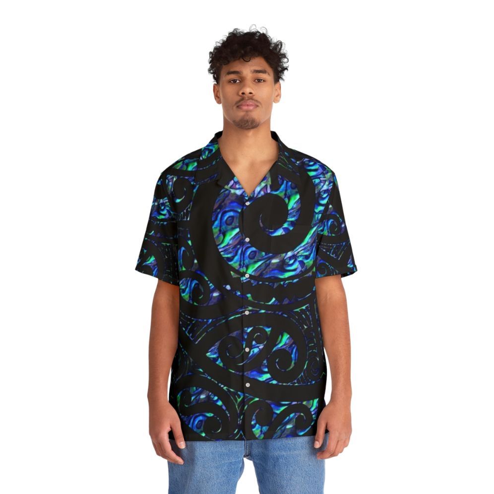 New Zealand Maori Paua Tattoo Koru Design Hawaiian Shirt - People Front