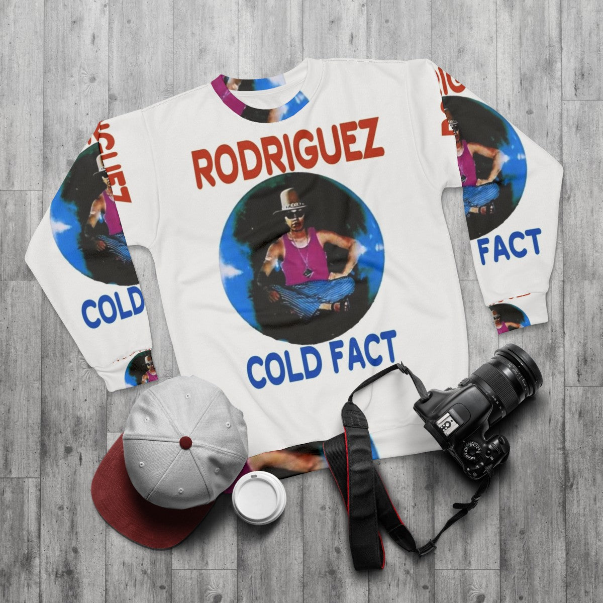 Sixto Rodriguez Sweatshirt - Celebrate the Legendary Hispanic Singer-Songwriter - flat lay